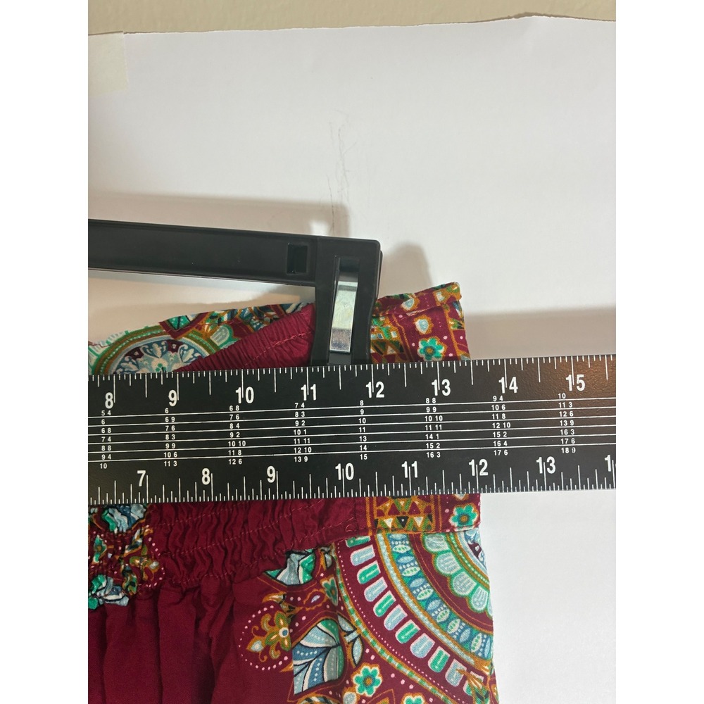 Kathmandu Imports Boho Mandala Wrap Wide Leg Pants Burgundy Teal Festival Hippie - Picture 4 of 6